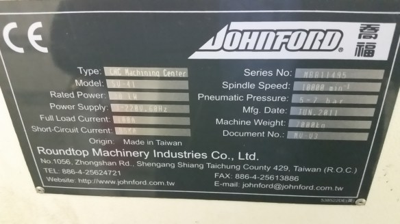 Used Johnford SV41 CNC Mill For Sale