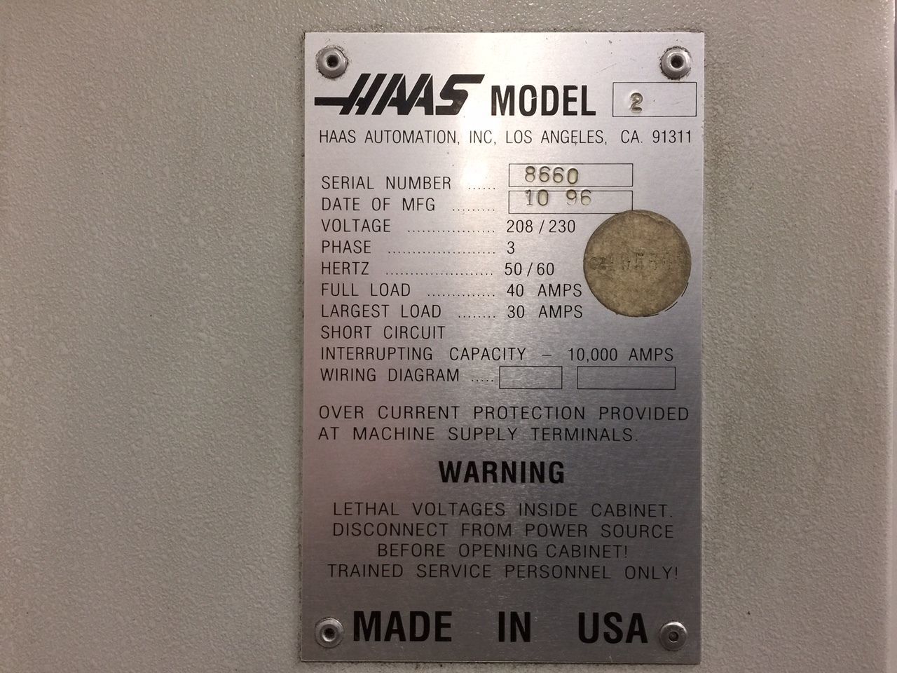 Haas VF-2 Vertical Machining Center For Sale