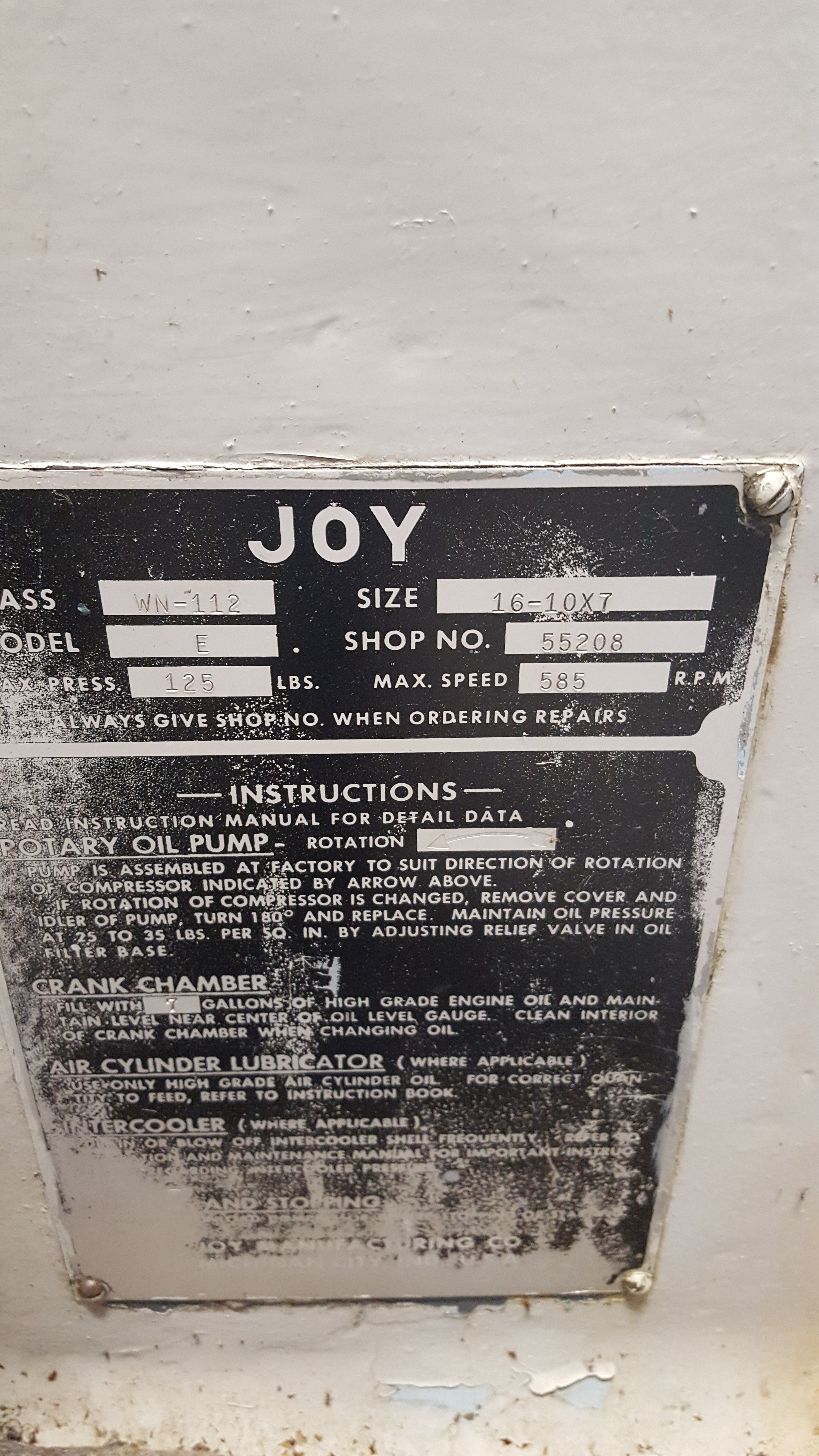 Joy Compressor Package (3) For Sale